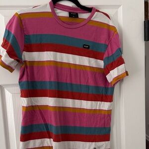 HUF Men's Striped Multicolor T-Shirt size s